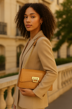 Sac à main Croco Noir & Or