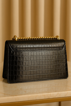 Sac à main Croco Noir & Or